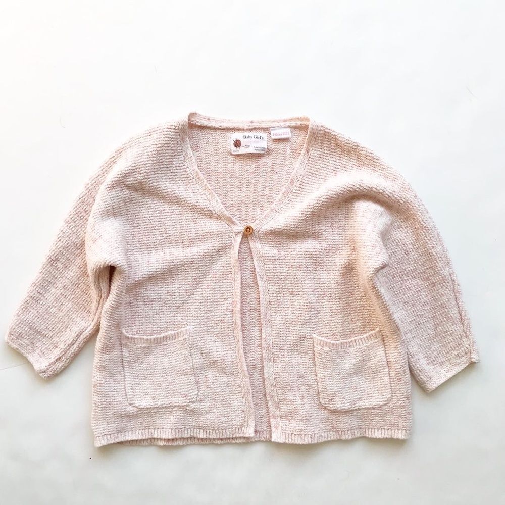 Zara pink knit single button cardigan EUC 3/4T